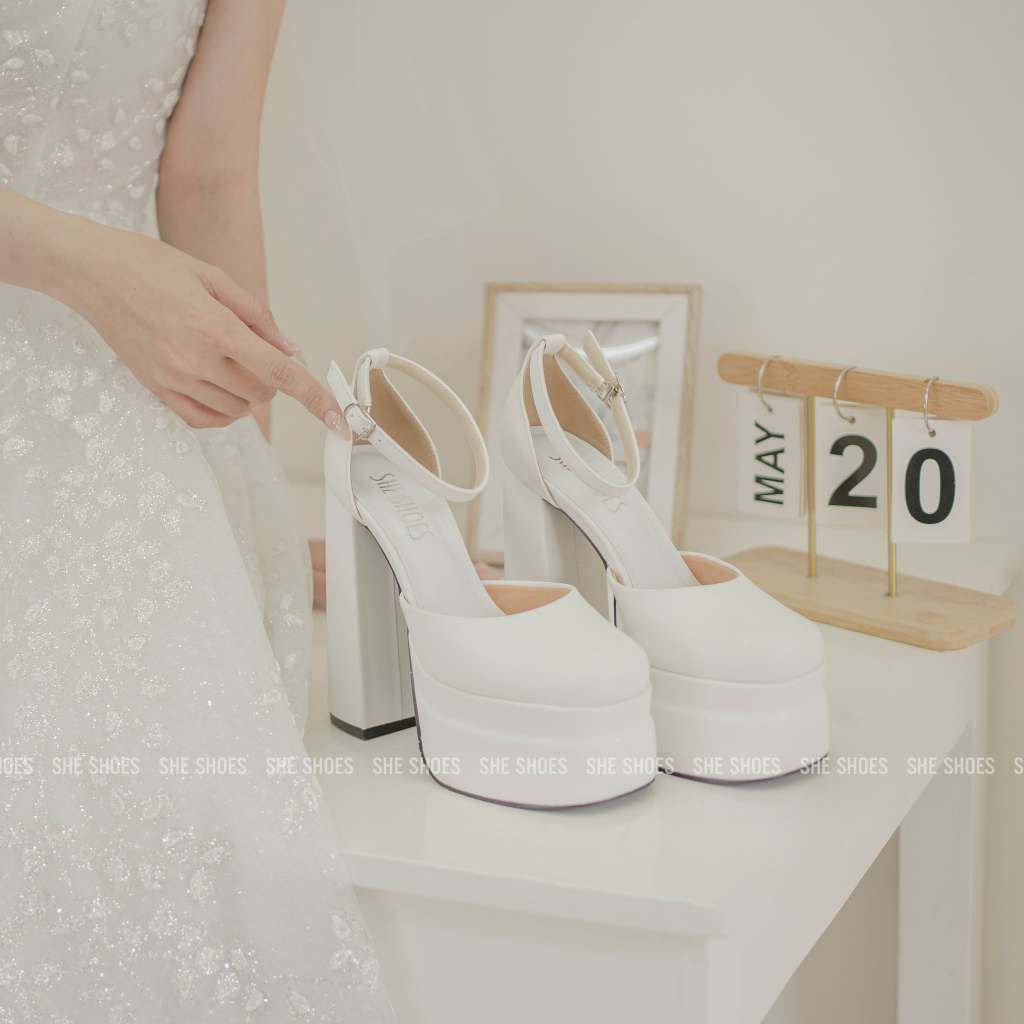 Giày cưới, giày cao gót đúp đế, gót vuông cao 15P tôn dáng, dễ đi, dễ phối đồ - NEW ARRIVAL - GC15001