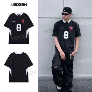 Áo thun jersey nam nữ số 8 thêu phối da nổi, áo phông nam form boxy thể thao cổ tròn unisex - NEOGEN NT21