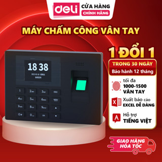 (VOUCHER 80K) Máy Chấm Công Vân Tay DELI Có Tiếng Việt Kết Nối USB Xuất File Excel Tiện Lợi Dùng Cho Văn Phòng