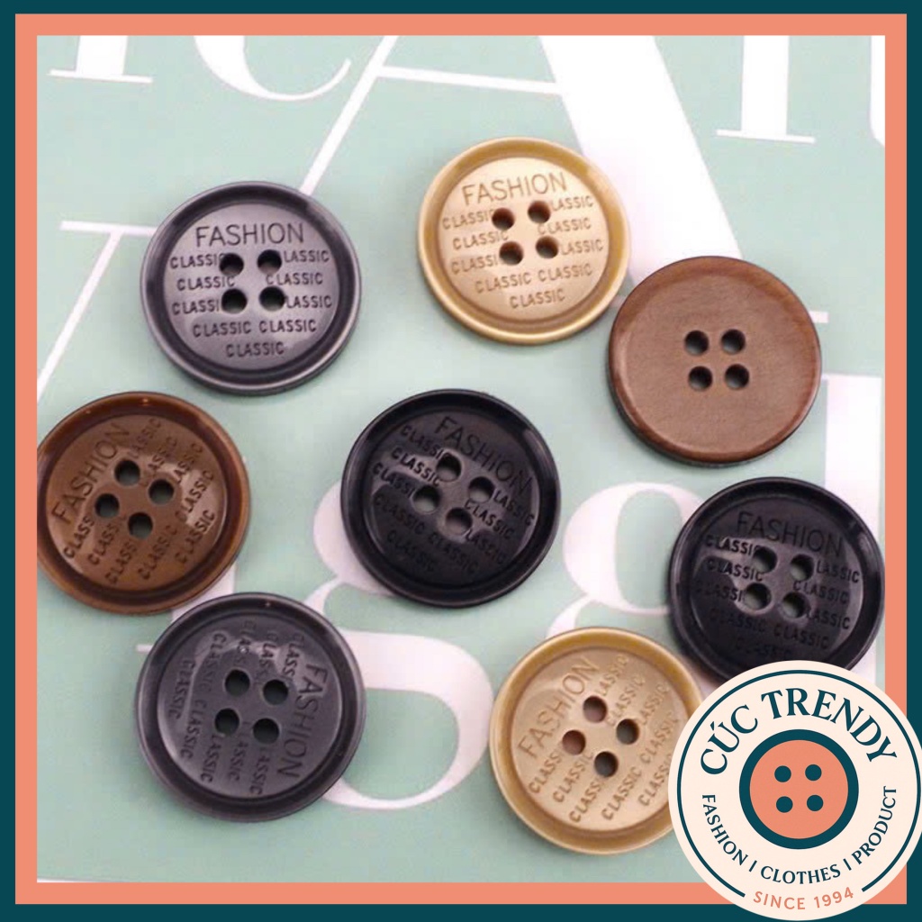 Combo 10c Cúc Fashion QUẦN TÂY+ÁO VEST HB2 Size 15mm, 18mm, 20mm, Cúc Thời Trang Phong Cách Hiện Đại