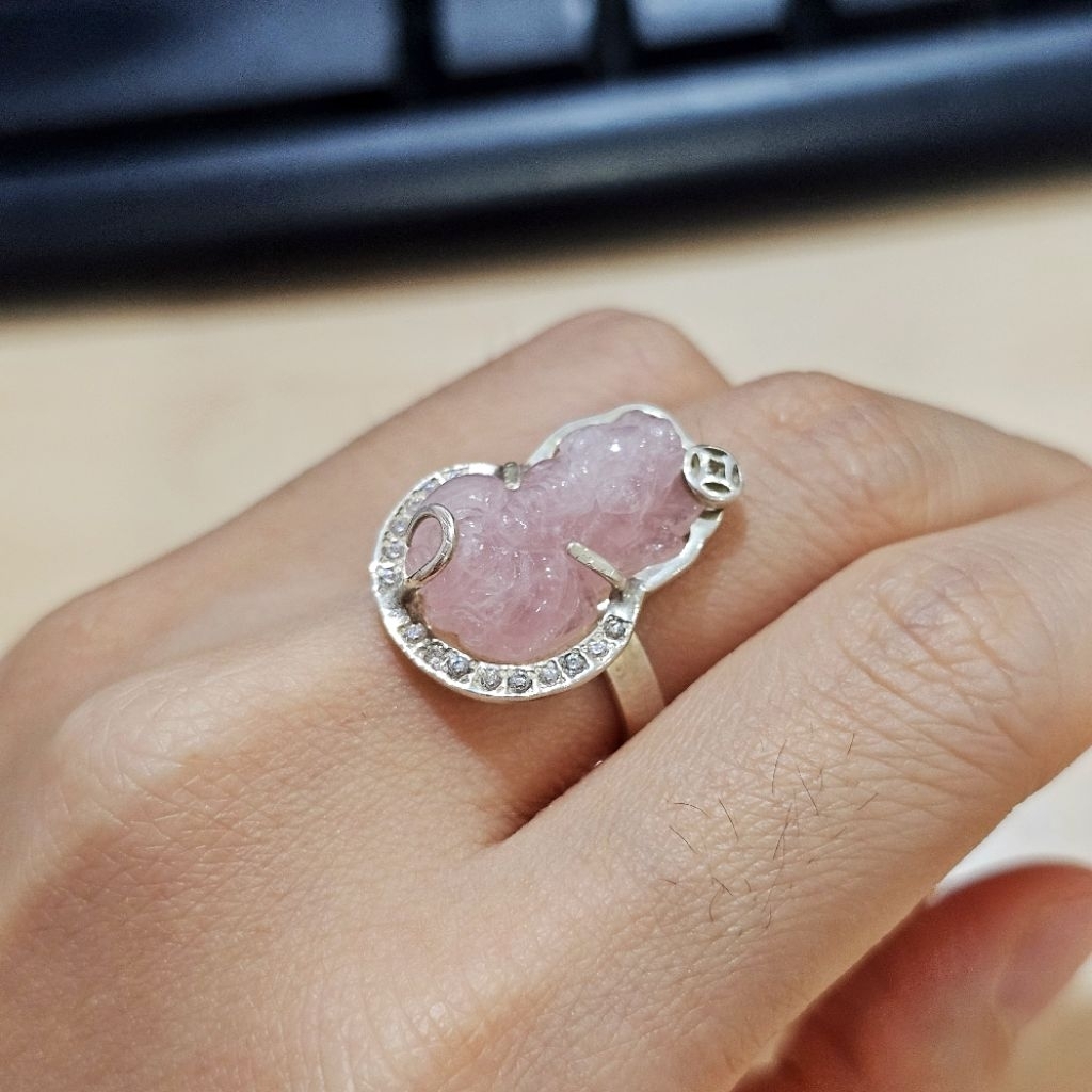 [THANH LÝ] Nhẫn bạc S925 tỳ hưu thạch anh hồng DDREAMER BENEFITS