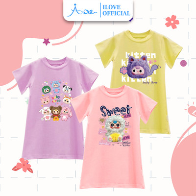 [MỚI] Váy CHỮ A cho bé gái AORE, Váy ngắn dáng Suông in hình BABYTHREE ngộ nghĩnh, chất COTTON thoải mái 8-33kg