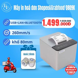 [IN LAN+BLUETOOTH] Máy in hoá đơn Shopee & Grabfood XPRINTER Q809K khổ 80mm kết nối điện thoại cổng USB+LAN+BLUETOOTH
