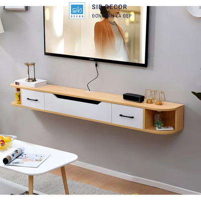 Kệ Tivi Treo Tường SIB Decor KTV2531 Bo Góc An Toàn. Thiết Kế Đơn Giản Gọn Gàng