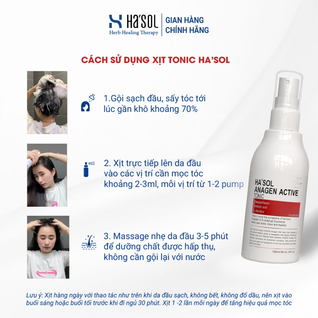 Xịt Tonic Hasol - Dưỡng Nang Tóc, Hỗ Trợ Mọc Tóc, Ngăn Rụng Dành Cho Tóc Rụng Mỏng Yếu Ha'sol Anagen Active Tonic 100ml | BigBuy360 - bigbuy360.vn