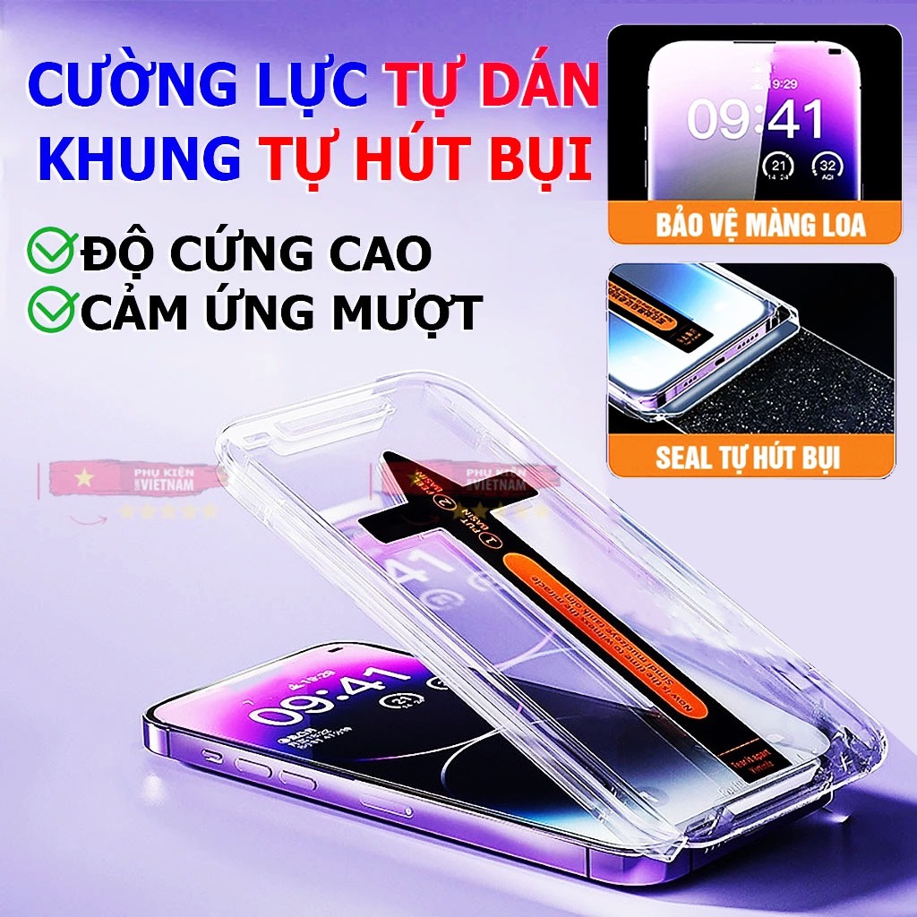 Cường lưc tự lấy bụi, tự dán cho iphone X/ XS/XSMAX/ 11/11 PRO/11 PROMAX/12/ 13/ 14/ 15 PRO/ PLUS/ PROMAX