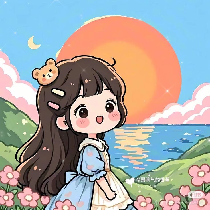 HÌNH ỦI áo, in áo, sticker, patch ủi chuyển nhiệt mẫu CÔ GÁI CHIBI dễ thương, cute