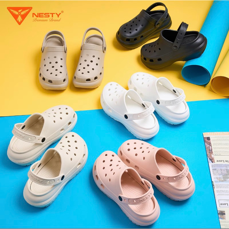 Tặng sticker- Dép Sục Nữ Đế Cao 7CM NESTY Kiểu Dáng Basic Sục Đế Cao Mềm Chống Trượt NE09 Cao Su