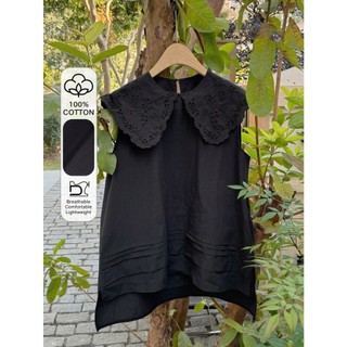 [HÀNG CÓ SẴN] [45-70KG] Áo SN dập cổ Đen -ALISA
