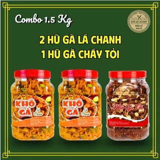  Khô Gà Cô Diệp -  COMBO 3 HŨ KHÔ GÀ 2 VỊ  -  Khô gà lá chanh khô gà bơ tỏi khô gà cháy tỏi  - Hàng Nhà Làm Thơm Ngon 