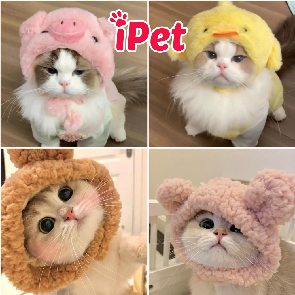 Nón Cho Chó Mèo Cosplay, Mũ Đội Đầu Hình Thú Cưng Dễ Thương - iPet Shop