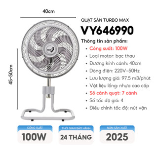 Quạt lửng sàn ASIA Turbo Max chỉnh cao thấp -100W -VY646990