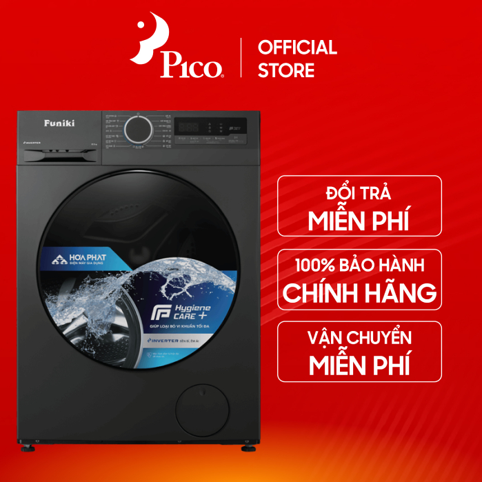 Máy giặt lồng ngang Funiki Inverter 8.5kg HWM F885ADG màu ghi đậm