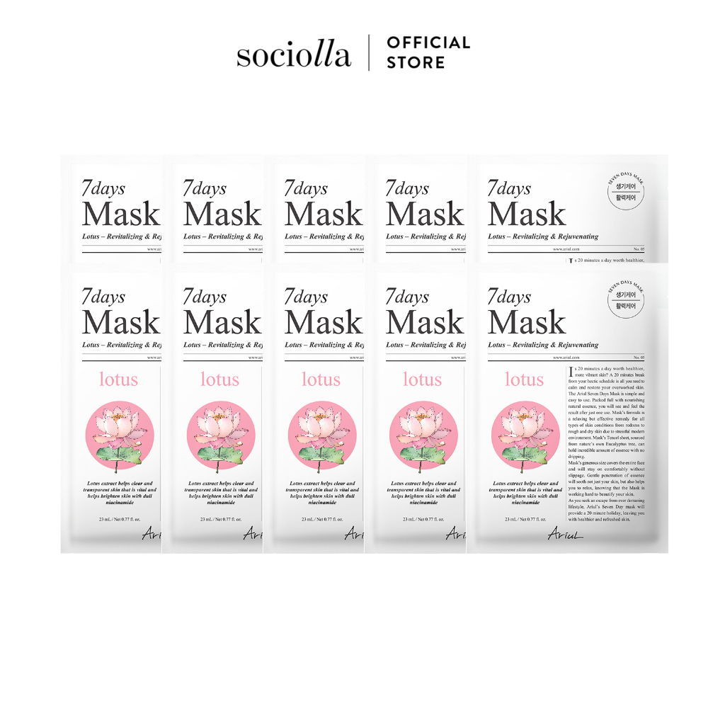 Combo Mặt Nạ Hoa Sen Ariul 7 Days Mask Lotus N 23ml