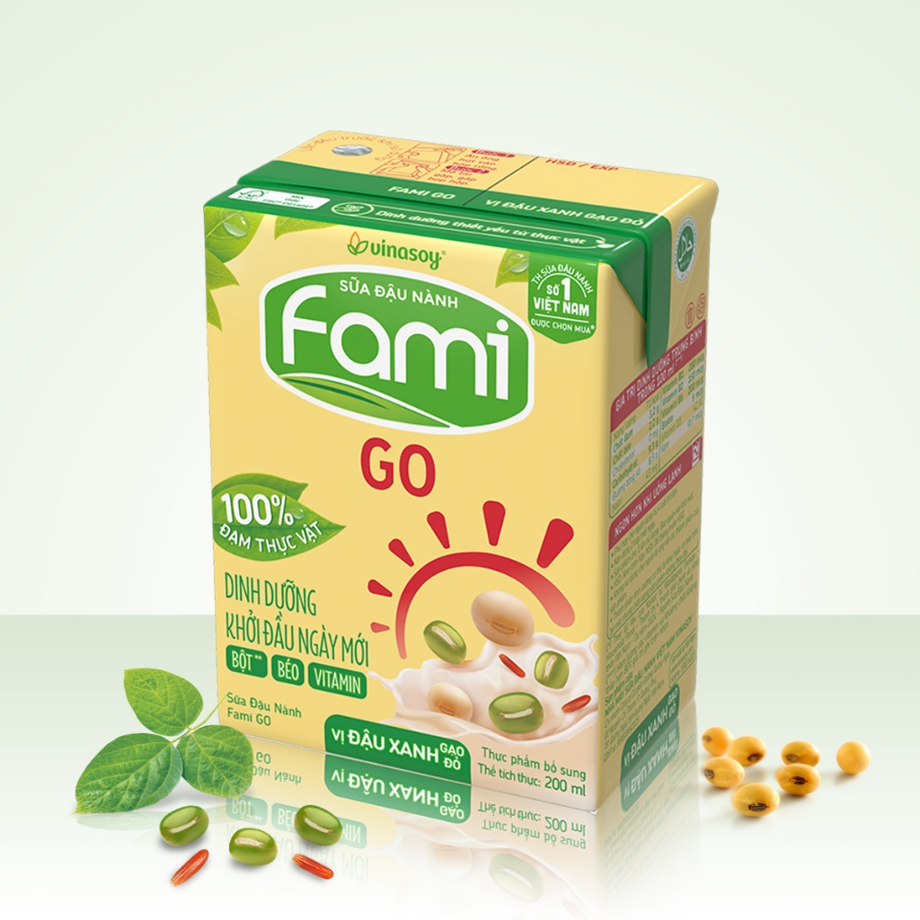 Thùng 36 hộp sữa đậu nành Fami Go vị đậu xanh gạo đỏ 200ml