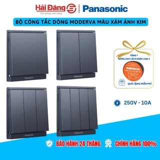  Bộ công tắc cao cấp Panasonic dòng Moderva màu Xám Ánh Kim - Công tắc đơn đôi ba 4 