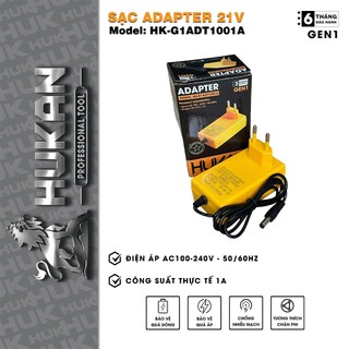  Sạc Adapter 21v HUKAN HK-G1ADT1001A Công suất 1A Điện áp 100-240V Dòng ra 18-21V 