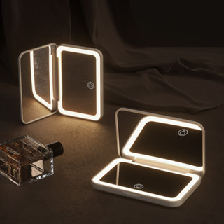 Gương cầm tay ORMEE mini có đèn led, thiết kế gập mở cảm ứng 3 chế độ nhỏ gọn tiện mang đi du lịch