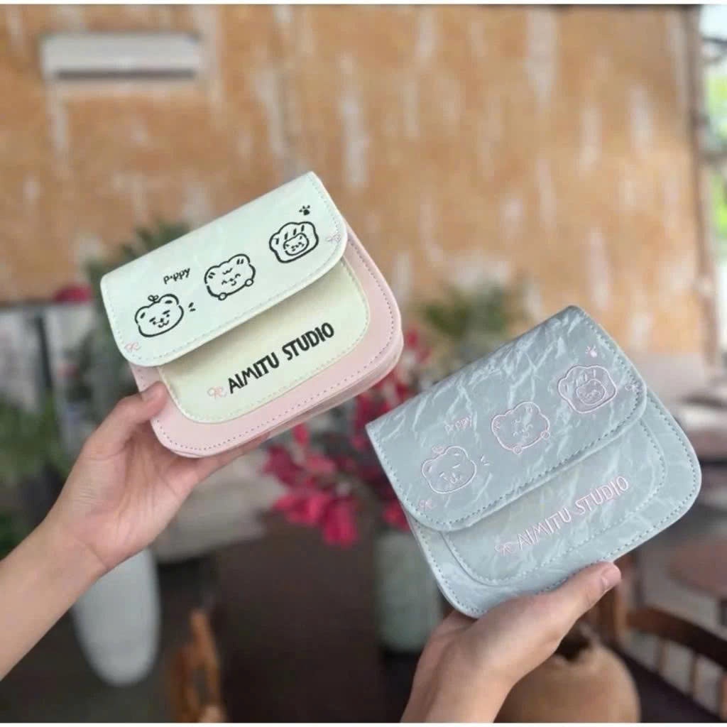 Túi Xách Nữ Dáng Bầu Da Nhung Họa Tiết Mèo Xinh Yêu Kèm Ngăn Phụ size 19 - DK239 | BigBuy360 - bigbuy360.vn