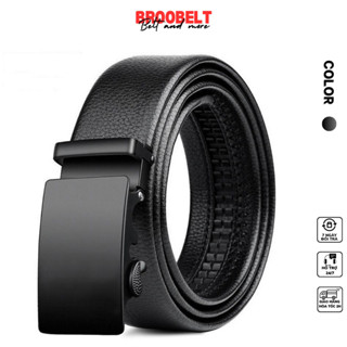 Thắt lưng da nam Broobelt khóa tự động hợp kim chống rỉ dây nịt nam bản lớn màu đen da pu cao cấp 
