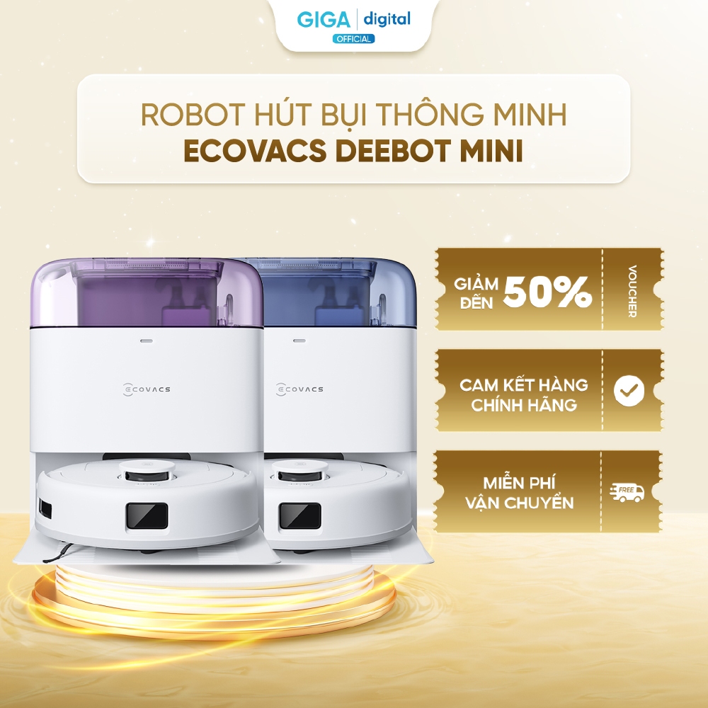 Robot hút bụi lau nhà Ecovacs Deebot Mini - Lực hút 9000Pa - Dung lượng pin 3200mAh - Hoạt động 150 