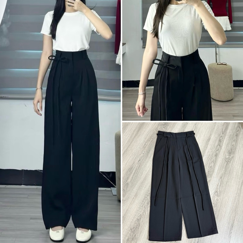 (V105-92cm- kèm dây) Quần vải gold nhật ống suông dài 92cm dành cho nữ mét 47- mét 55