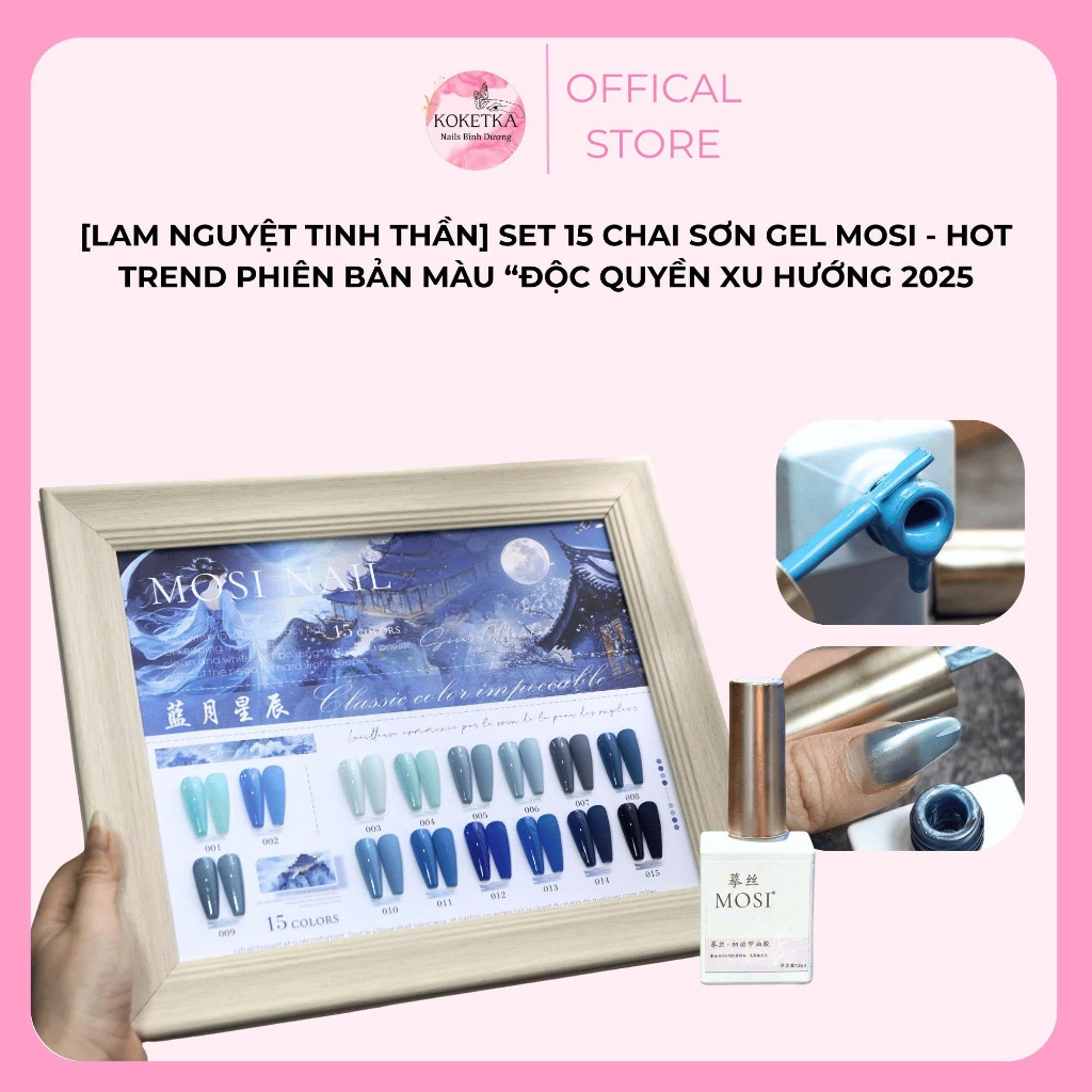 Set 15 Màu Sơn Gel Lam Nguyệt Tinh Thần MOSI - Sơn Gel Nail Lên Màu Chuẩn, Bền Đẹp