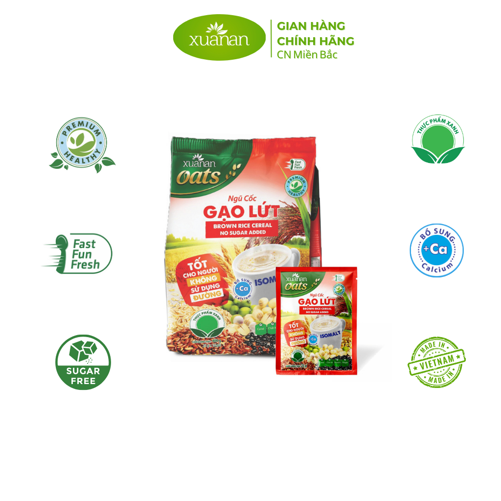 Ngũ Cốc Gạo Lứt Không Đường Xuân An [đường ăn kiêng] Túi 400G {25g*16 gói}