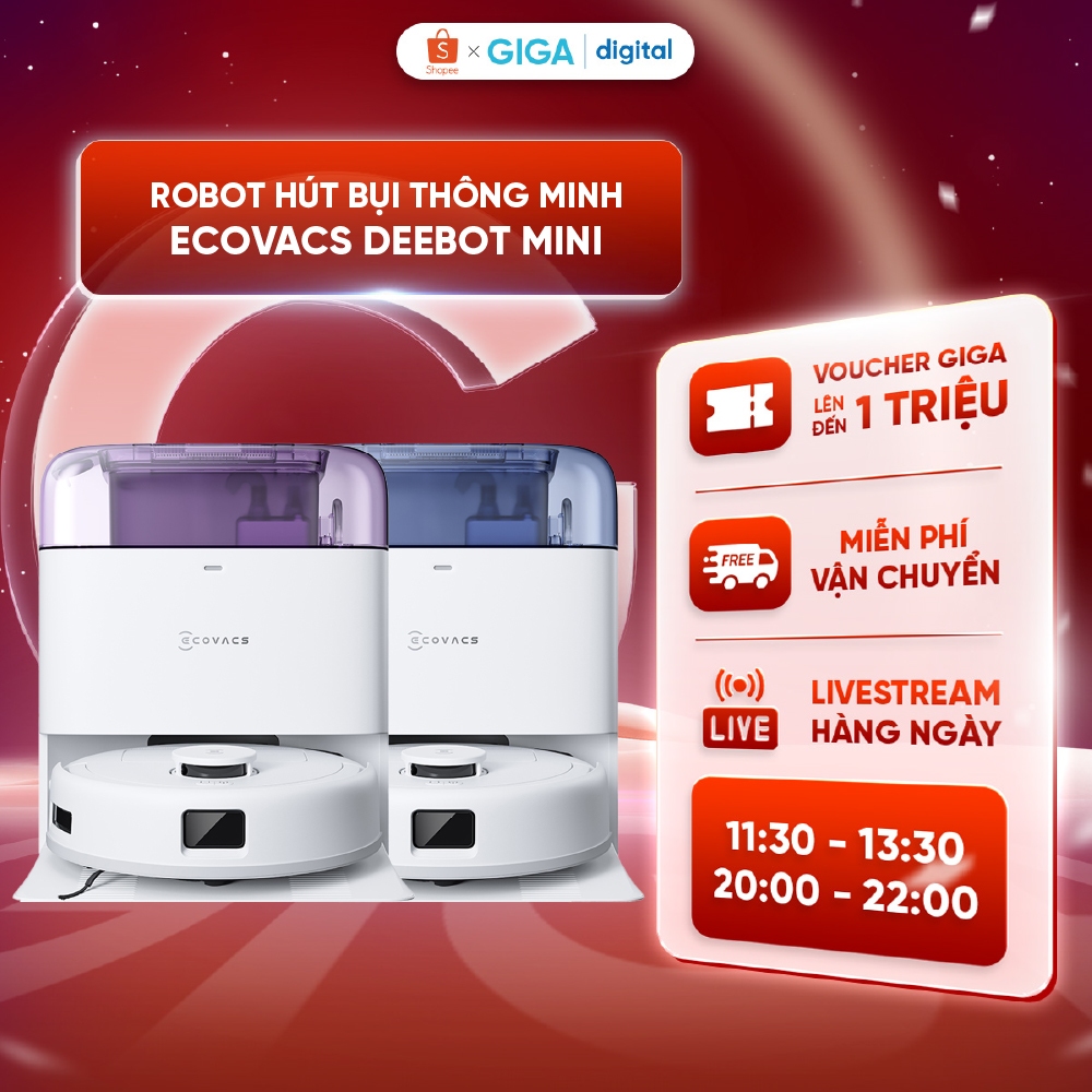 Robot hút bụi lau nhà Ecovacs Deebot Mini/ Ecovacs Deebot T30e Pro Omni - Lực hút 9000Pa - Dung lượn