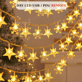 Đèn LED có dây USB hoặc Pin Trang Trí Phòng Ngủ, Giáng sinh, Lễ tết , Pha Lê Mix Ngôi Sao Bọt Nước Lấp Lánh