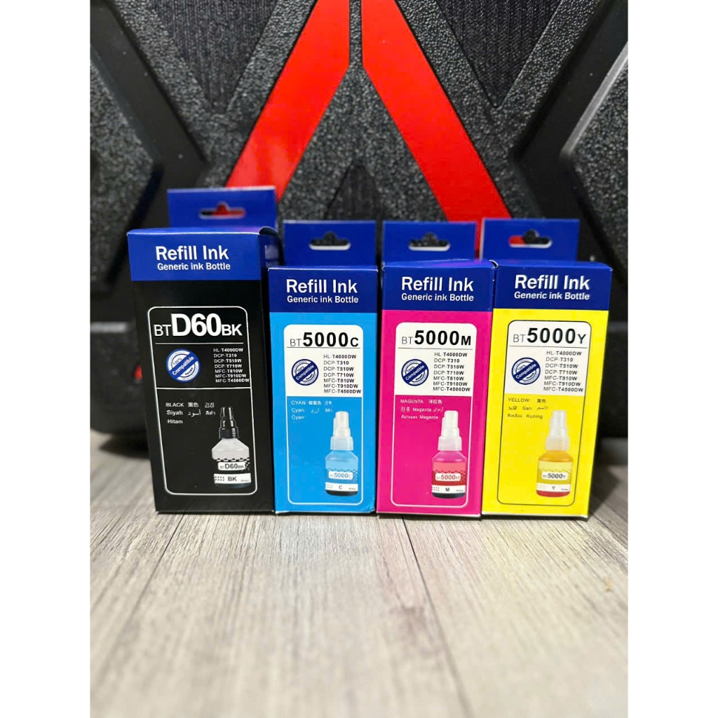 Bộ mực màu máy in Brother T310, T510W, T710W, T810W, T910W, T4500dw - BTD60/BT5000 -  Refill Ink