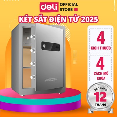 [MỞ CỬA TỰ ĐỘNG] Két Sắt Deli Mới 2026 Két Sắt Điện Tử Thông Minh 3 Ngăn Chứa Rộng Rãi Chống Cháy