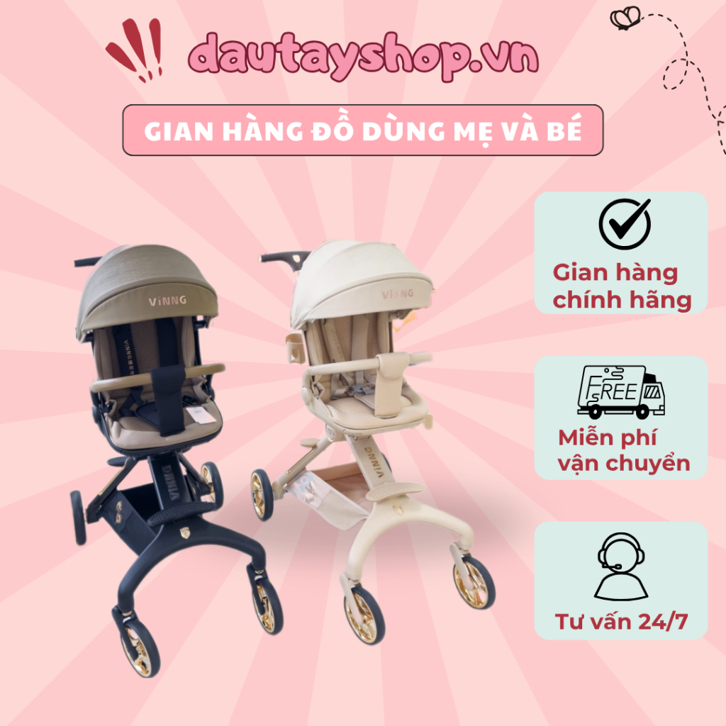 Xe đẩy đảo chiều Vinng Q11 Mẫu Mới - Tặng Kèm Quạt Gió - Bảo Hành 1 Năm