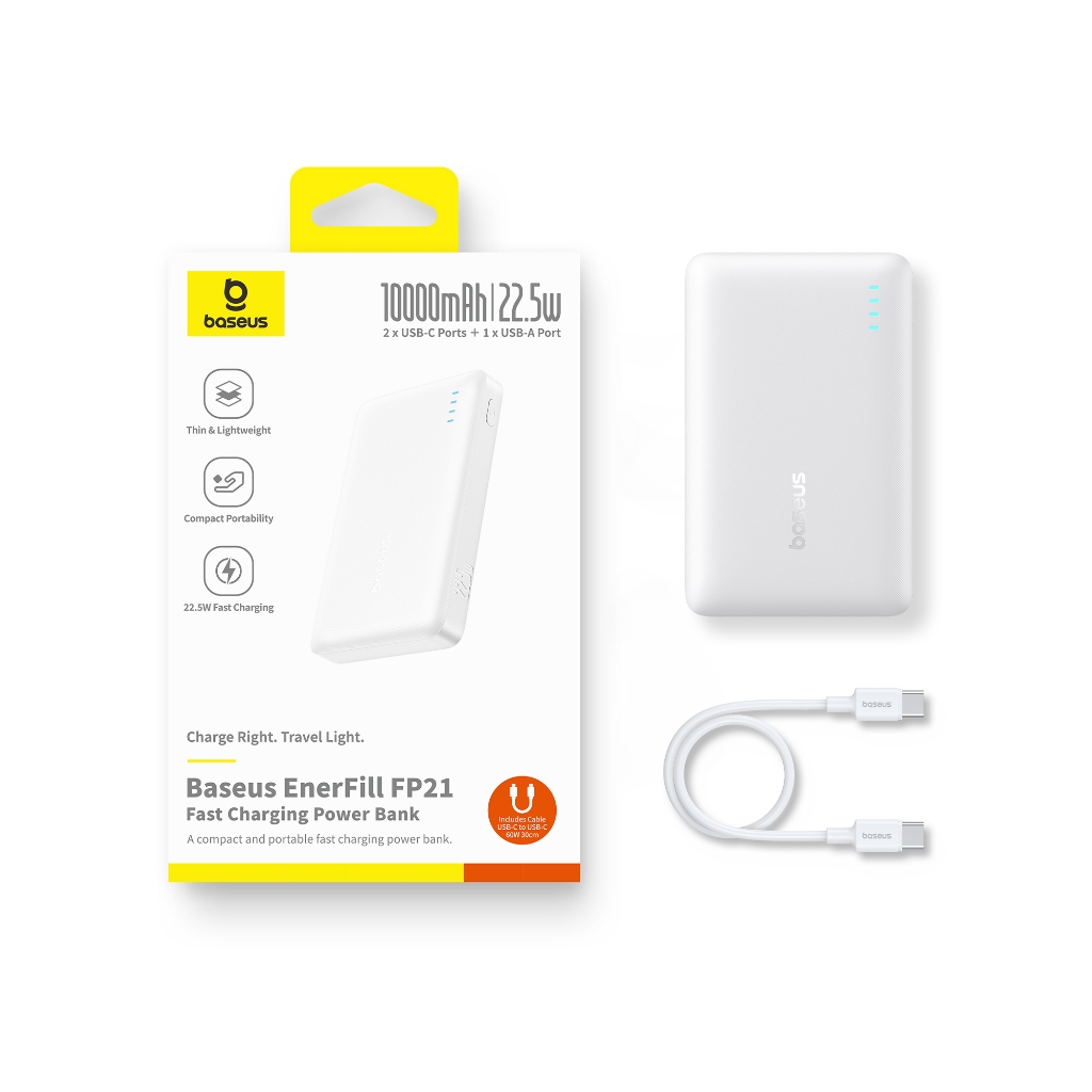 Pin dự phòng Baseus EnerFill FP21 10000mAh 22.5W Bao gồm cáp TypeC sang C sạc nhanh | BigBuy360 - bigbuy360.vn