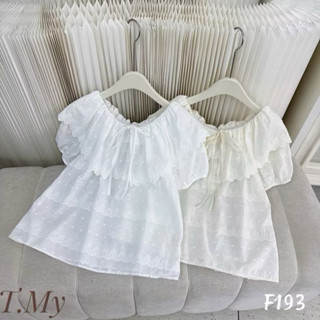 Áo thô kiểu trễ vai viền bèo tay cộc bồng ren tiểu thư hàng qc A529