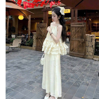 Set yếm babydoll xoè tầng kèm quần suông cực xinh phong cách tiểu thư dễ thương cho nữ đi chơi đi biển siêu đẹp set tết
