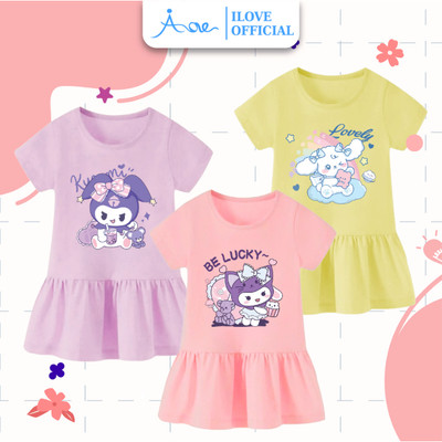 [MỚI] Váy ĐUÔI CÁ cộc tay cho bé gái AORE, Váy in hình THỎ HOẠT HÌNH dễ thương, chất liệu cotton mềm mại 8-35kg