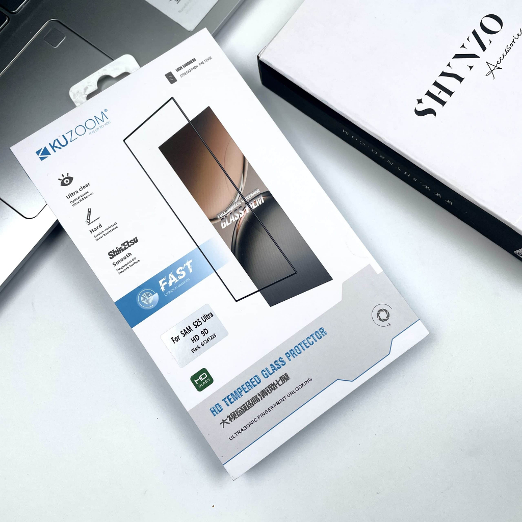 Kính cường lực Kuzoom cho Samsung S26 Plus S25 Ultra S24 S23 Fe S22 S21 Full màn 3D hình cảm ứng siêu âm