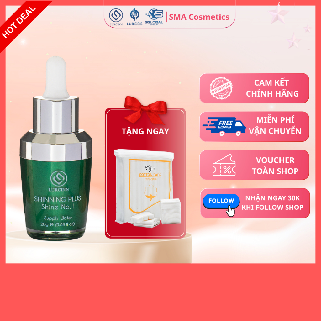Serum Dưỡng Ẩm Lurcinn Shining Plus Cấp Ẩm Sâu, Giảm Lão Hóa Cho Làn Da 20ml | LURCINN