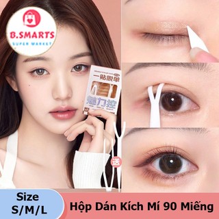 Hộp 90 Miếng Dán Mí Không Cần Keo Tàng Hình Không Lộ Viền, Dụng Cụ Dán Kích Mí Size S/M/L Dễ Sử Dụng