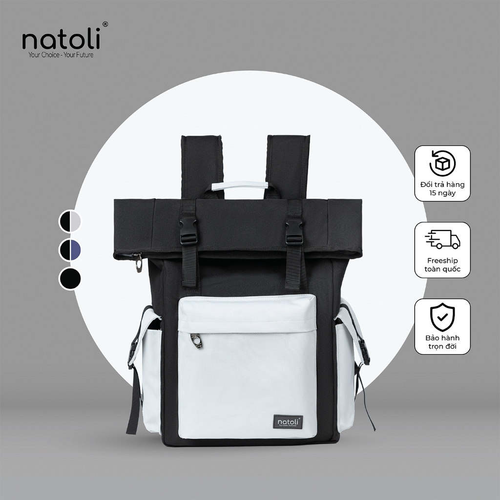 Balo leo núi đi du lịch NATOLI chất vải canvas nhiều ngăn thể thao cao cấp BST FOLD BACKPACK B10