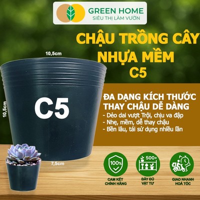 20 Chậu Trồng Cây GreenHome, C5 (10,5x10,5x7,5cm),Nhựa Mềm, Dẻo Trồng Cây, Bầu Ươm, Độ Bền Đến 2 Năm