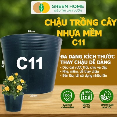 5 Chậu Trồng Cây GreenHome, C11 (28x22x22cm), Nhựa Mềm, Dẻo,Nhẹ, Trồng Cây, Bầu Ươm,Độ Bền Đến 2 Năm