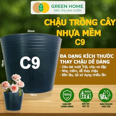 10 Chậu Trồng Cây GreenHome, C9 (22x16x16cm), Nhựa Mềm, Dẻo, Trồng Cây, Bầu Ươm, Độ Bền Đến 2 Năm