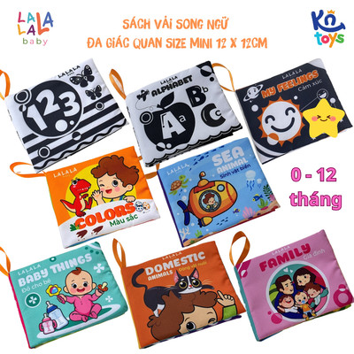 Sách Vải Song Ngữ Đa Giác Quan Cho Bé Sơ Sinh Cỡ Nhỏ 12x12cm - Lalala Baby (0-12 tháng)