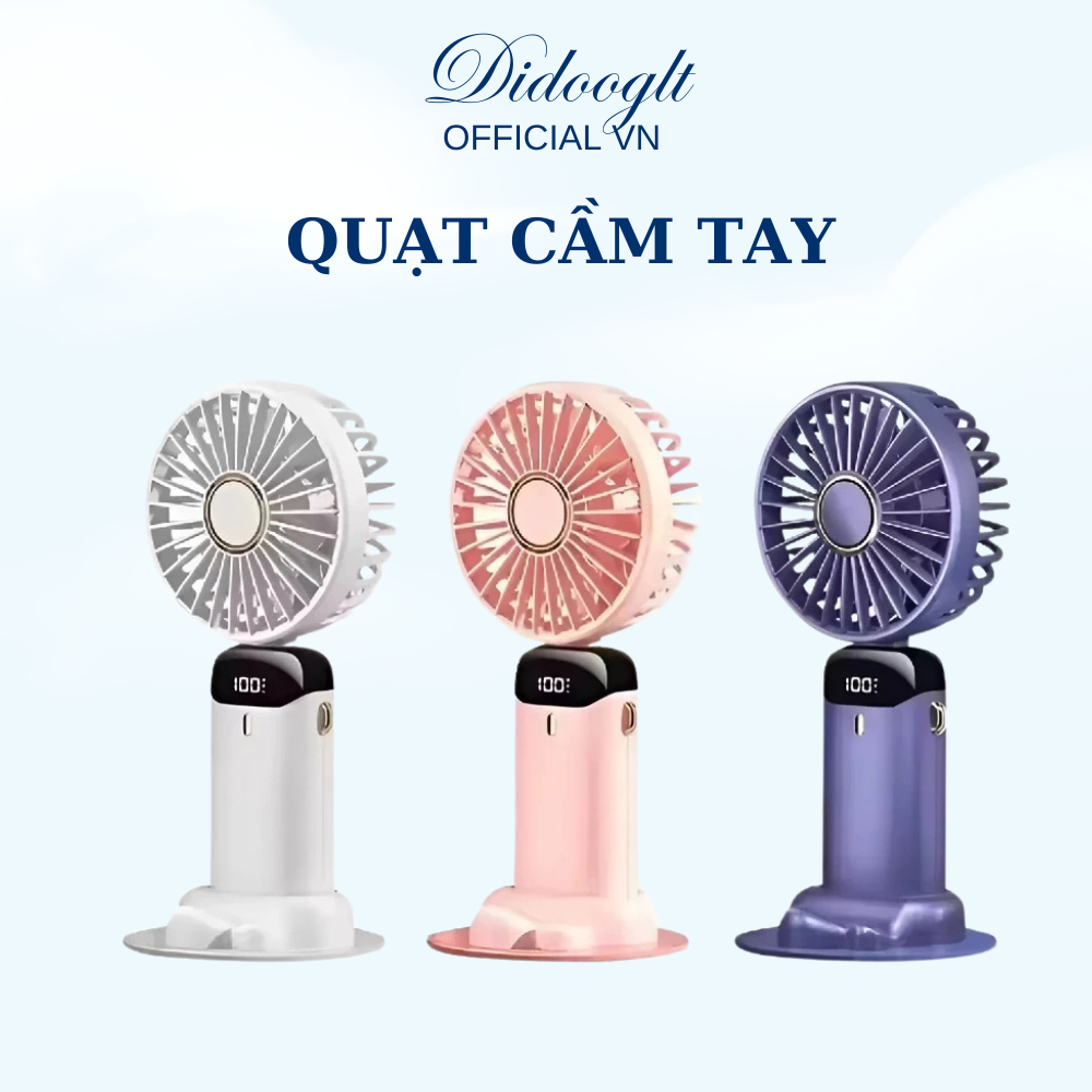 Quạt cầm tay tích điện dung lượng pin khủng 10.000 mAh, quạt mini 5 tốc độ gió nhỏ gọn tiện lợi ( Mẫu Mới )