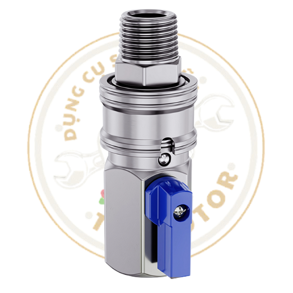 Bộ nối nhanh hơi loại lớn có khoá dùng cho súng bulong hơi 1inch, chân ren 21mm