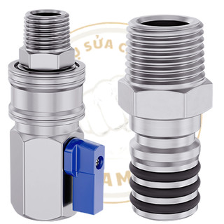 Bộ nối nhanh hơi loại lớn có khoá dùng cho súng bulong hơi 1inch, chân ren 21mm