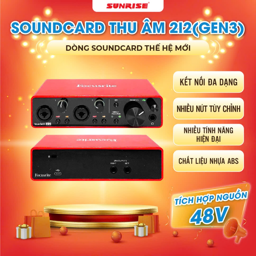 Soundcard Thu Âm Focusrite Scarlett 2i2 (Gen 3), Soundcard Thu Âm Chuyên Nghiệp, Chất Lượng Âm Thanh