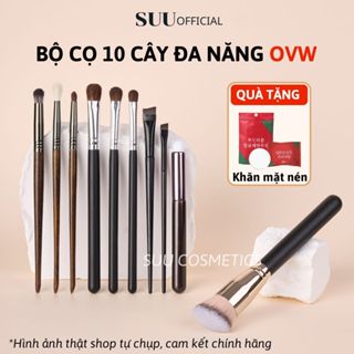 Bộ Cọ Trang Điểm 10 Cây Makeup Tổng Hợp OVW Lông Siêu Mềm Mịn, Bám Phấn Tốt Có Tặng Kèm Túi Đựng